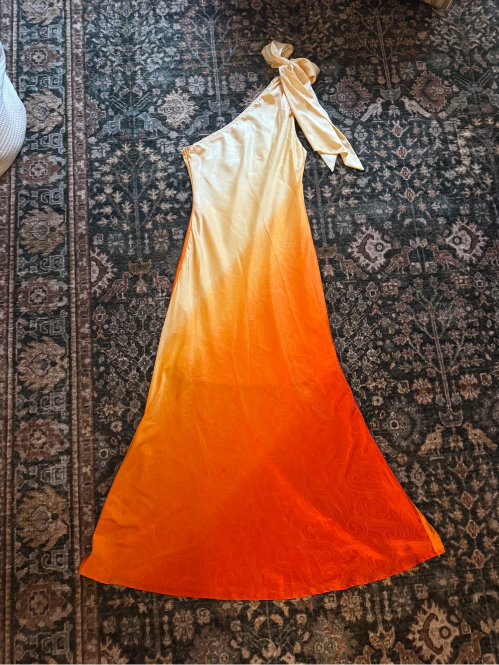 Petal & Pup One-Shoulder Ombre Yellow to Orange Evening Dress
